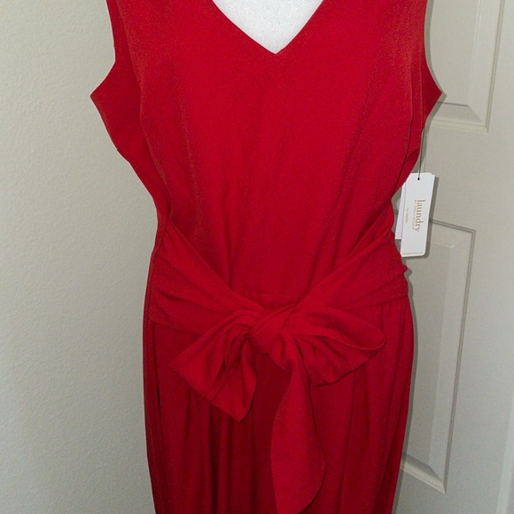 Laundry by Shelli Segal Wide Leg Belted Jumpsuit, Poppy Red, Size 16 New w/Tag - Picture 6 of 12